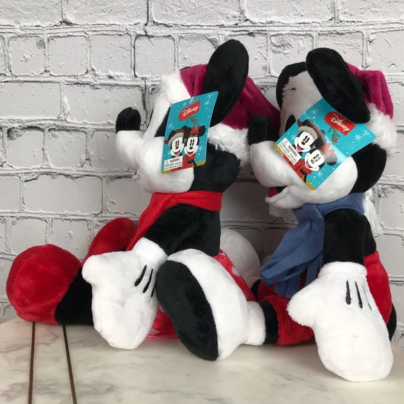Disney Mickey Mouse & Minnie Mouse Collectible Christmas Plush Toys With Sound - Picture 5 of 10